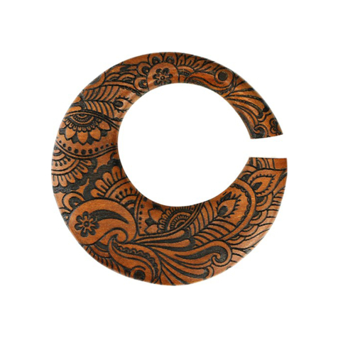 Ohrgewicht Ring Gravur Blumen aus Balinese Holz