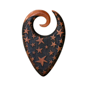 Ohrgewicht Spirale Tropfen Gravur Sterne aus Sawo Holz