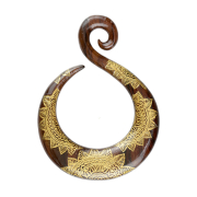 Ohrgewicht Spirale Schwan Graviert Flower Power aus Narra...