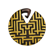 Ohrgewicht Teller Labyrinth vergoldet aus Narra Holz
