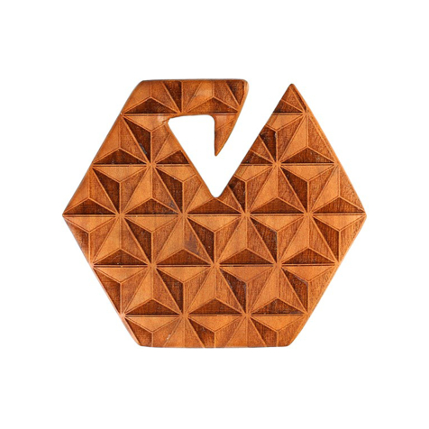 Piastra ponderale per orecchie esagonale 3D illusione in legno Sawo