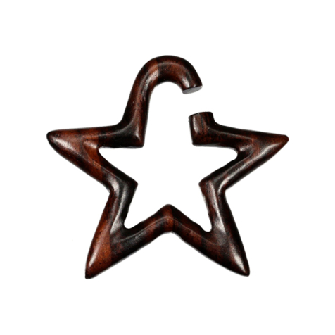 Poids doreille crochet étoile en bois Narra