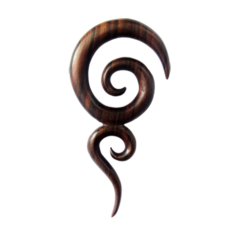 Ear weight double spiral made of sonowood