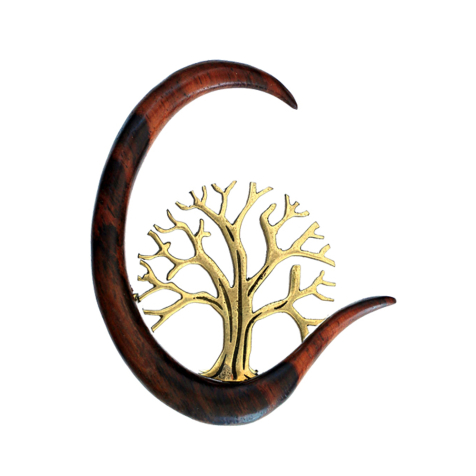 Gancio per il peso dellorecchio, albero della vita della luna, in legno di Narra