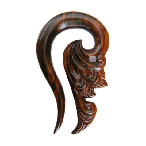 Poids doreille Gouttes en spirale Plumes décorées en bois de Narra