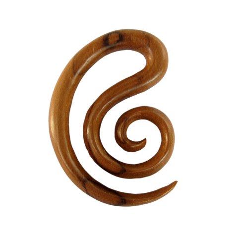 Poids doreille Spirales Lune en teck