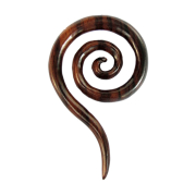 Ear weight spiral drops made from Narra wood
