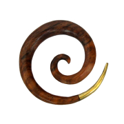 Ohrgewicht Spiralen mit vergoldeter Spitze aus Narra Holz