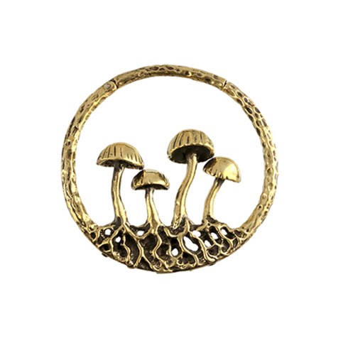 Ear weight segment ring hinged gold-plated mushrooms