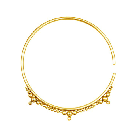 Tunnel pendant ring gold-plated spheres triangles