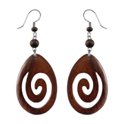 Boucles doreilles Tronc Spirale Ovale en bois de sono