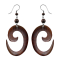 Oval spiral earring made of sono wood