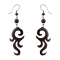 Earring spiral with flames made from Narra wood