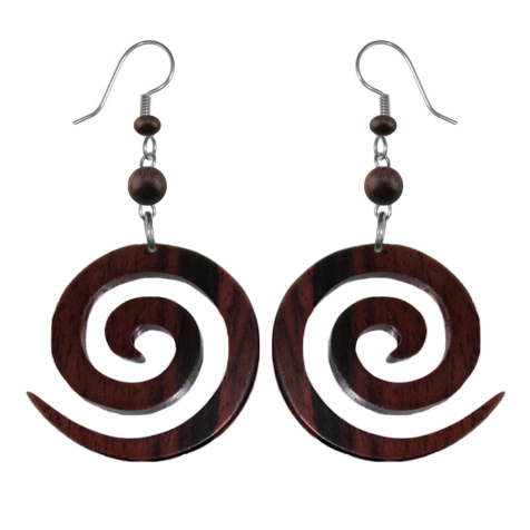 Earring spiral made of sono wood