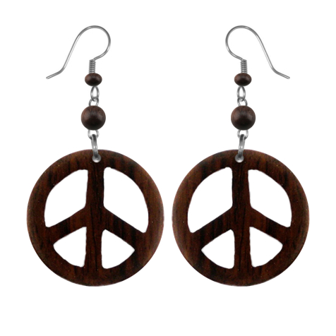 Peace earring made from Narra wood
