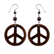 Peace earring made from Narra wood