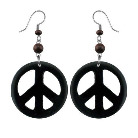 Peace earring made from black Narra wood