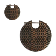 Boucle doreille assiette Fleur de vie gravée en...