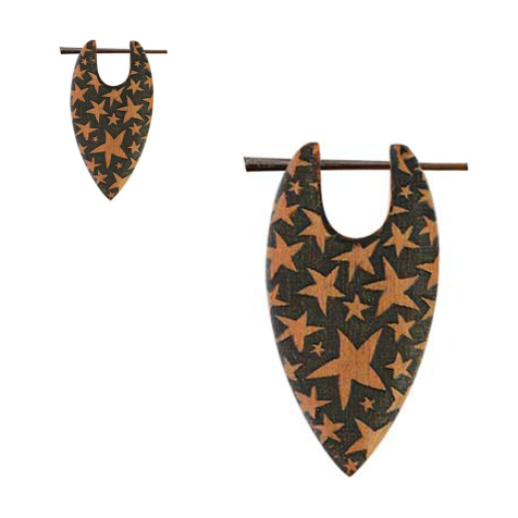 Boucles doreilles Surf étoiles gravées en bois de saba