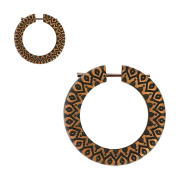 Ohrring Donut Muster Graviert aus Saba Holz