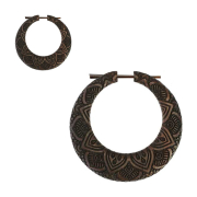 Boucle doreille Donut pré fleuri gravé en...