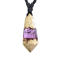Necklace black pendant crystal coloring epoxy purple made of tamarind wood