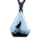Necklace black pendant diamond wolf in winter epoxy blue made of Arang wood