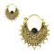 Gold-plated earring Filigree hearts with onyx stone