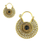 Earring gold-plated plate two zigzag rows with onyx stone