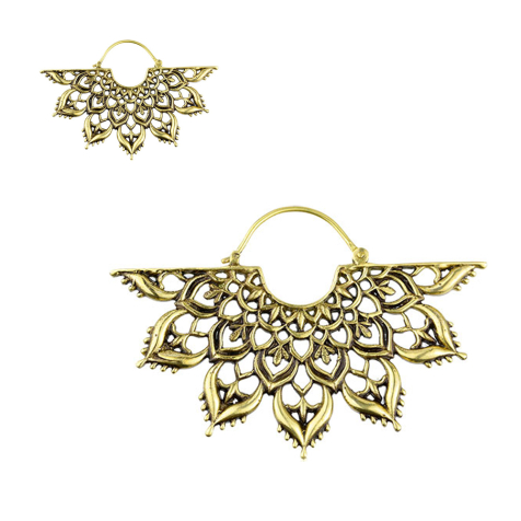 Gold-plated split flower earring