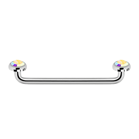 Superficie Barbell filettatura interna argento 90° con due dischi cristallo multicolore