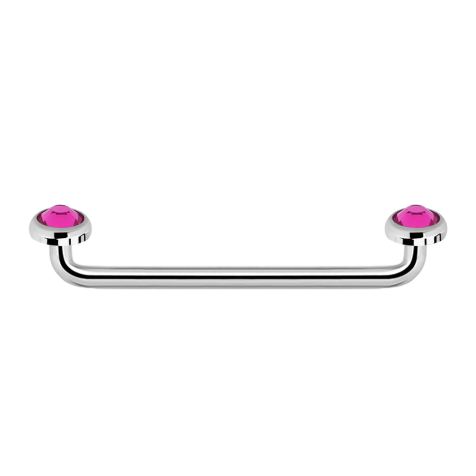 Surface Barbell Innengewinde silber 90° mit zwei Scheiben Kristall fuchsia