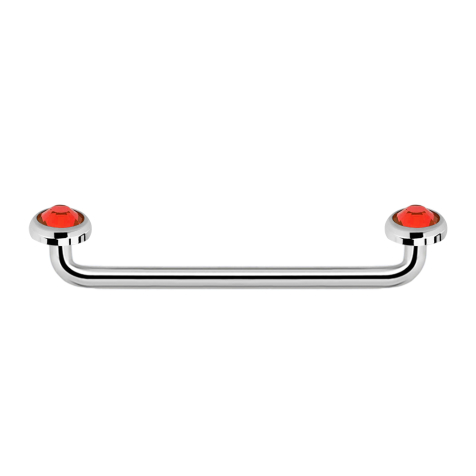Surface Barbell filet femelle argent 90° avec deux disques cristal rouge