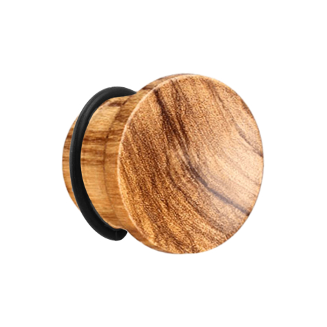 Flared plug made of olive wood with O-ring