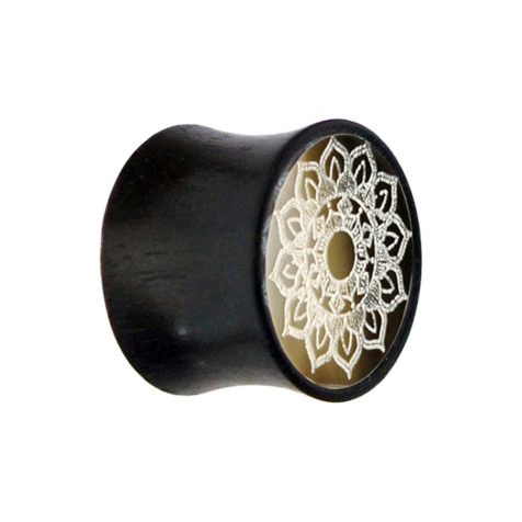Flared Plug nacre fleur de lotus en bois de fer