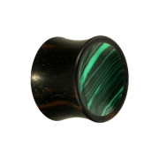 Flared Plug Malachit Stein aus Areng Holz