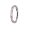 Bague micro segment pliable argentée avec cristaux roses sur les côtés