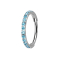 Micro bague segmentée pliable argentée avec cristaux aqua sur les côtés