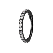 Bague micro segmentée pliable noire avec cristaux...