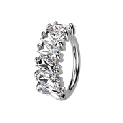 Micro Piercing Ring silber Prinzess Kristalle diagonal