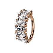 Micro Piercing Ring rosegold Prinzess Kristalle diagonal