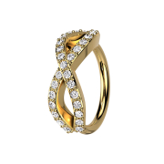 Micro Piercing Ring 14k vergoldet Unendlich mit Kristallen