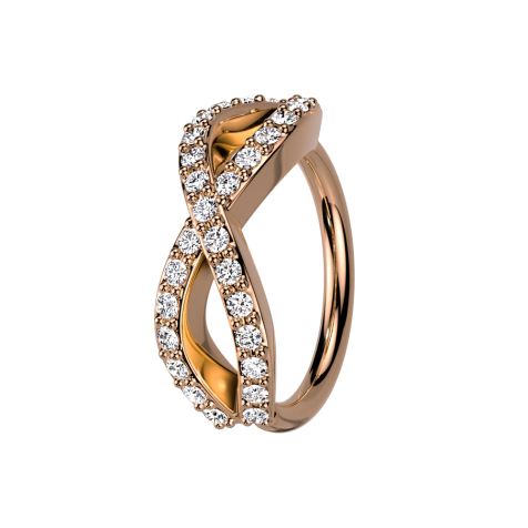 Micro Piercing Ring rosegold Unendlich mit Kristallen