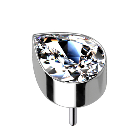 Threadless silber mit Tropfen Kristall silber