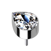 Threadless silber mit Tropfen Kristall silber