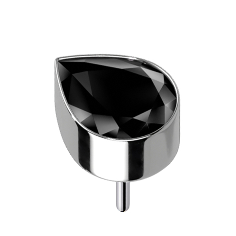 Threadless argento con goccia cristallo nero