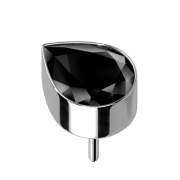 Threadless silber mit Tropfen Kristall schwarz