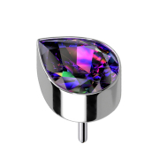 Sans filetage argenté avec goutte en cristal...