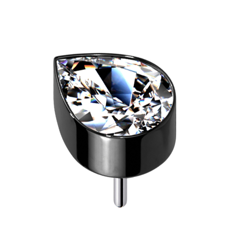 Threadless nero con goccia cristallo argento