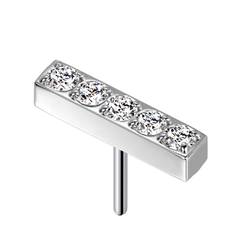 Barre sans filetage argentée Cristaux argentés